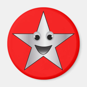 Íman Estrela de prata com cara de sorriso