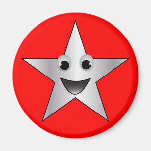 Íman Estrela de Prata com Rosto Sorridente