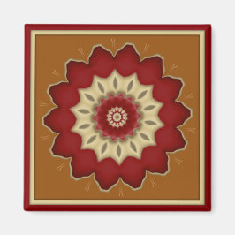 Íman Estrela Floral Vermelha e Dourada Clara Caleidoscó