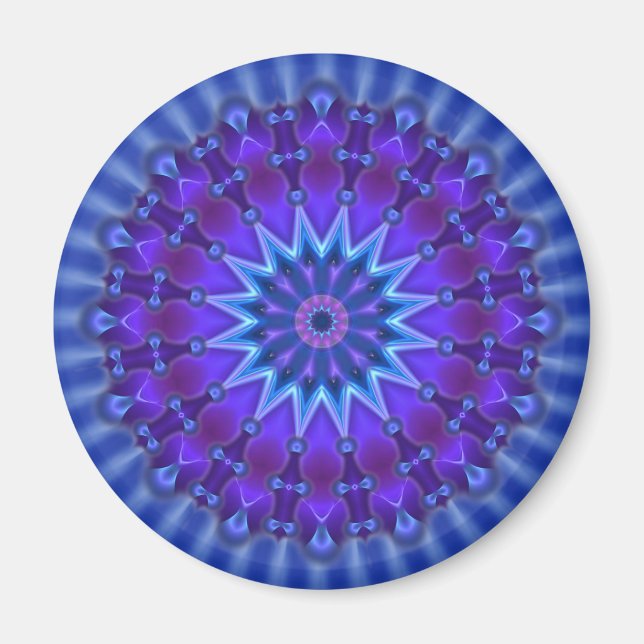 Íman Estrela Mandala em azul | flor real (Frente)