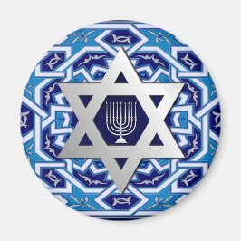 Íman Estrela Prateada de David e Menorah Hamukkah