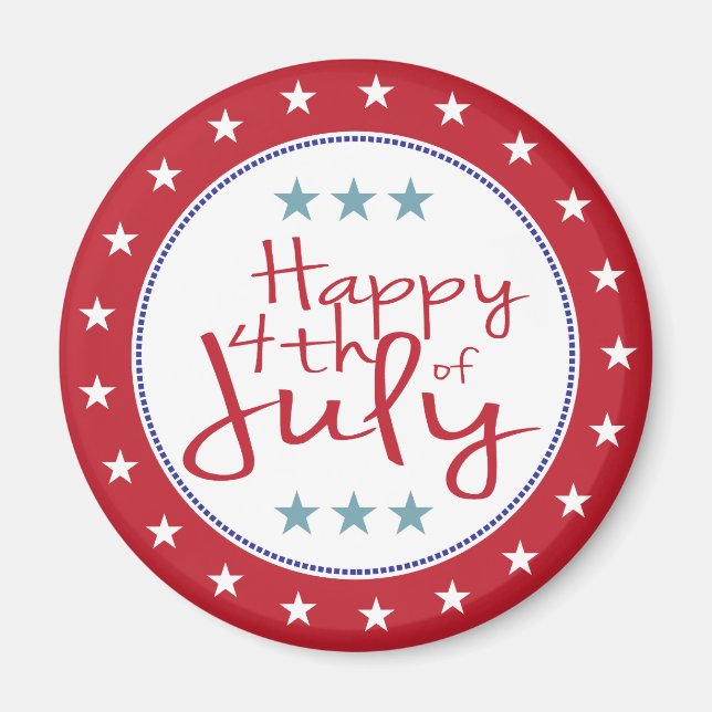 Íman Estrelas brancas e azuis vermelhas e ímã de faixas (Frente)