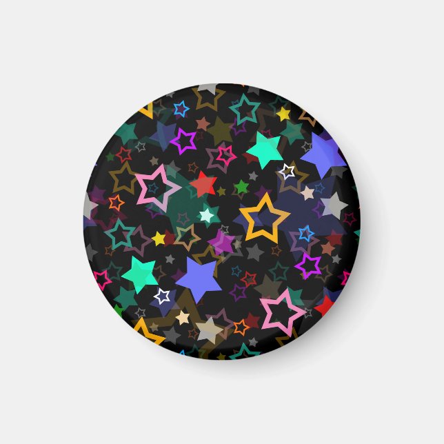Íman Estrelas Coloridas Pretas  (Frente)