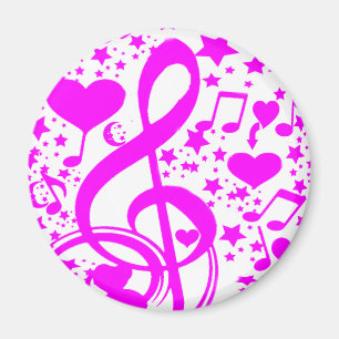 Íman Estrelas,Corações e notas musicais-Rosa_