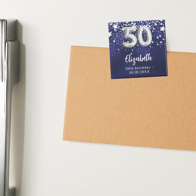 Íman Estrelas de prata azuis do marinho 50.o aniversári (Criador carregado)