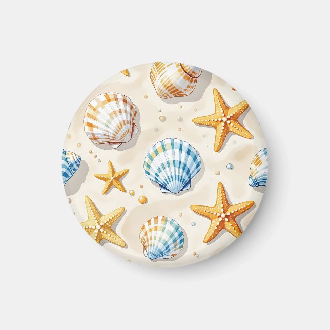 Íman Estrelas-do-Mar Conchas Marinhas Padrão de Praia (Frente)