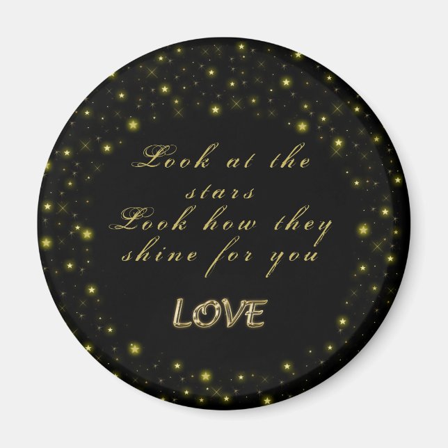 Íman Estrelas Douradas personalizadas e brilhantes a pr (Frente)