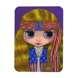 Íman Estrelas e Stripes de Hippie de Olhos Grandes Boni