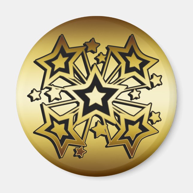 ÍMAN ESTRELAS PRETAS E DOURADAS (Frente)