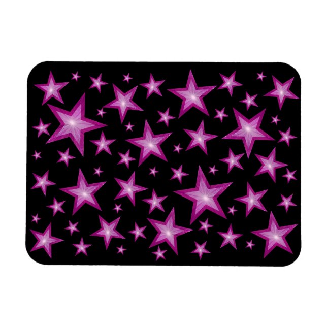 Íman Estrelas Rosa, preto-magro flexível (Horizontal)