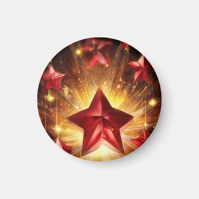 Íman Estrelas Vermelhas Metálicas Com Busto De Energia  (Frente)