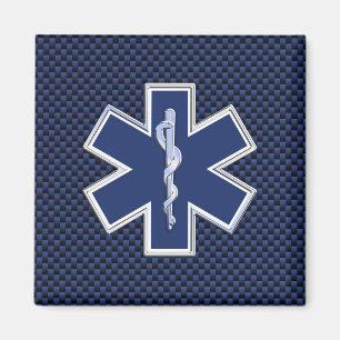 Íman Estrelo de vida paramédico em fibra de carbono azu