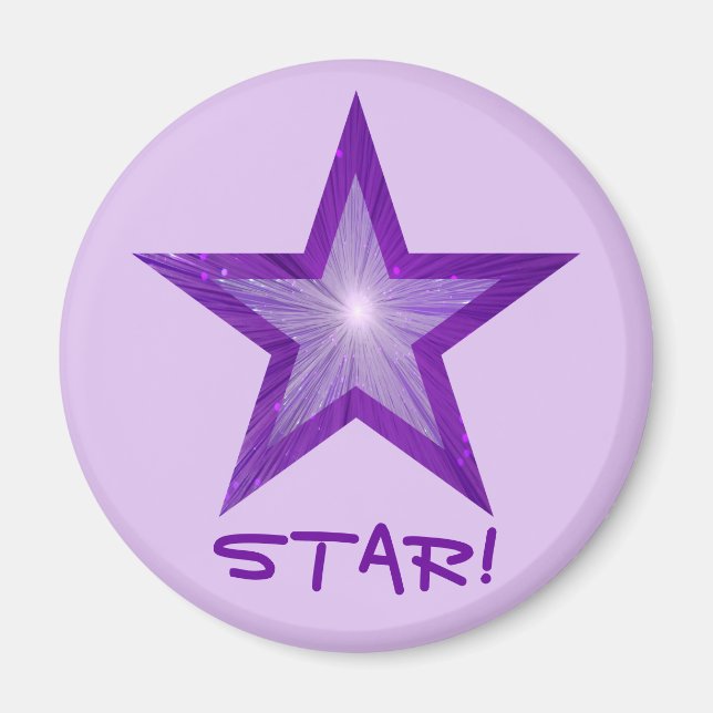 Íman Estrelo Purple Star 'STAR!' redondo pálido (Frente)