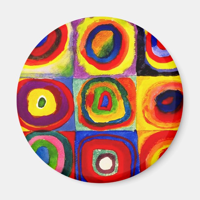Íman Estudo de cor de Kandinsky Quadrados Círculos Arte (Frente)