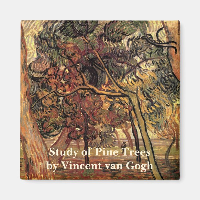 Íman Estudo de Pinheiros por Vincent van Gogh (Frente)