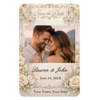 Íman Eternally Elegant Photo Save Date Wedding Magnet