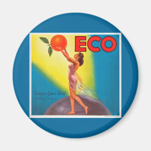 Íman Etiqueta alaranjada de Eco do vintage