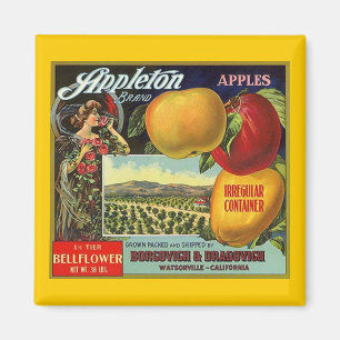 ÍMAN ETIQUETA DA FRUTA DO VINTAGE DAS MAÇÃS DA MARCA 