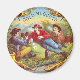 Íman Etiqueta de Charuto de Vintage com Nuggets Dourado