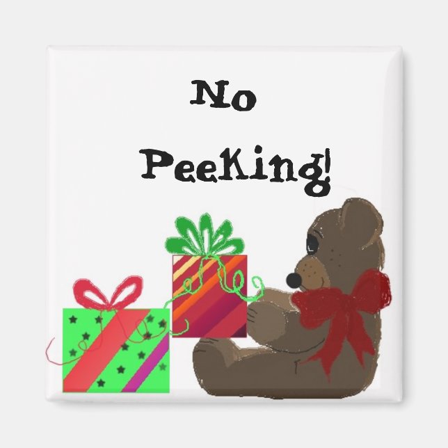 Íman Etiqueta de Presente de Natal - Não Espione! (Frente)