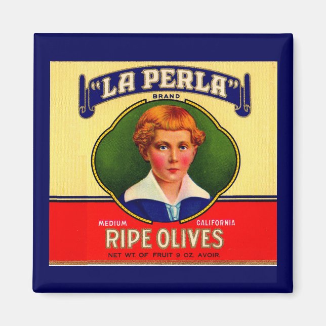 Íman Etiqueta LaPerla Olives, 1930 (Frente)