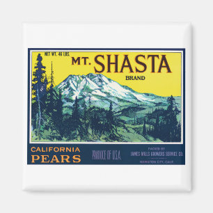 Íman Etiqueta Vintage Mt Shasta California Pears