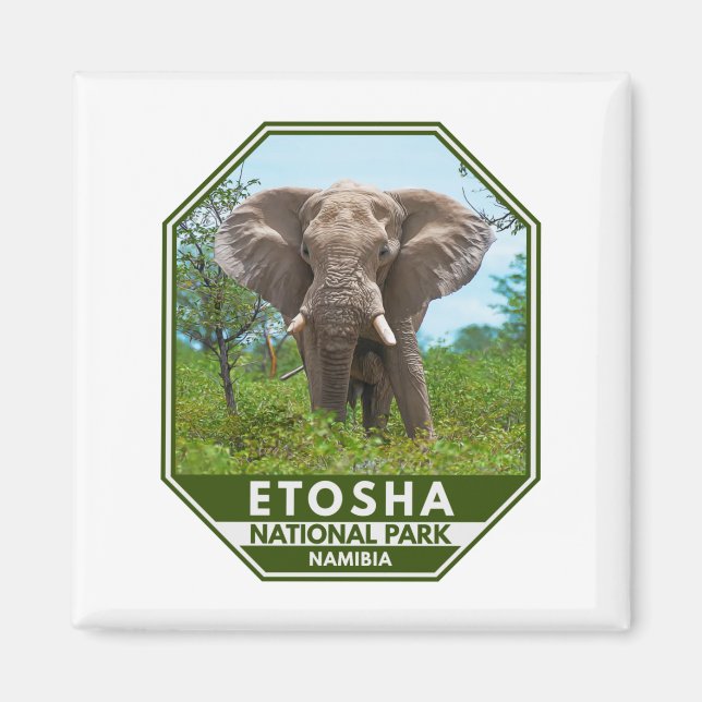 Íman Etosha National Park Namibia Elephant Watercolor (Frente)