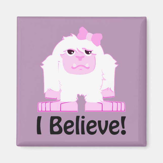 Íman Eu Acredito Na Bonita Garota De Cartoon Yeti (Frente)