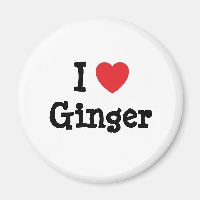 Íman Eu adoro a Camiseta do Coração Ginger (Frente)