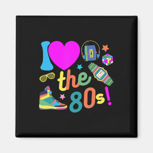 Íman Eu adoro a fantasia de anos 80 de Retro Festa Engr