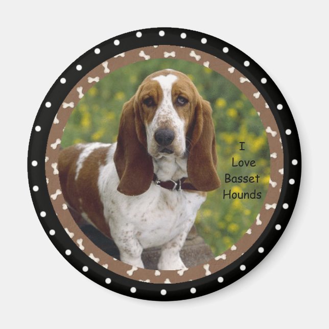 Íman Eu adoro Cachorros do Basset Hound (Frente)