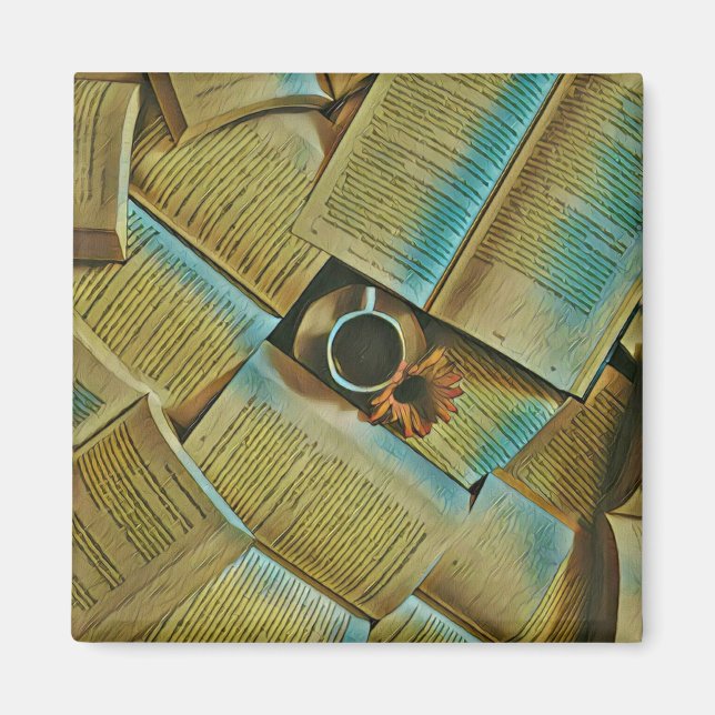 Íman Eu adoro café e livros (Frente)