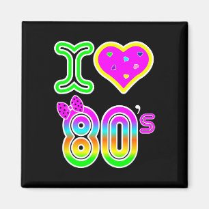 Íman Eu adoro camisa anos 80 - Retro Neon Costume Hallo