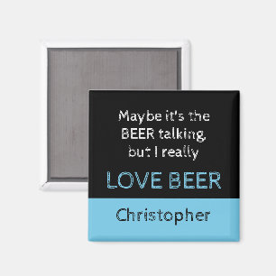 Íman Eu adoro cerveja preta e azul com um nome