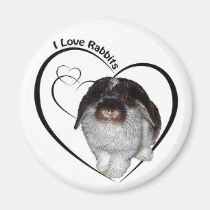 Íman Eu adoro Crachá de coelhos