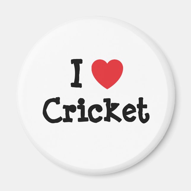 Íman Eu adoro Cricket coração personalizado (Frente)