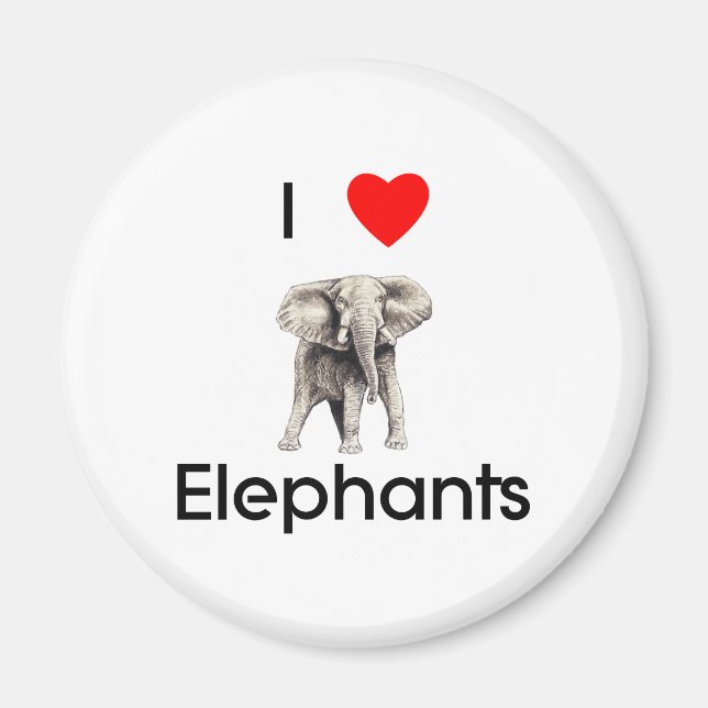 Íman Eu adoro elefantes Magnet (Frente)