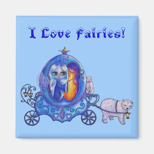 Íman Eu adoro Fairies! Carruagem de bolhas, Fada, Urso 