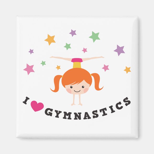 Íman Eu adoro gymnastics desenhando garotas de cabelos  (Frente)