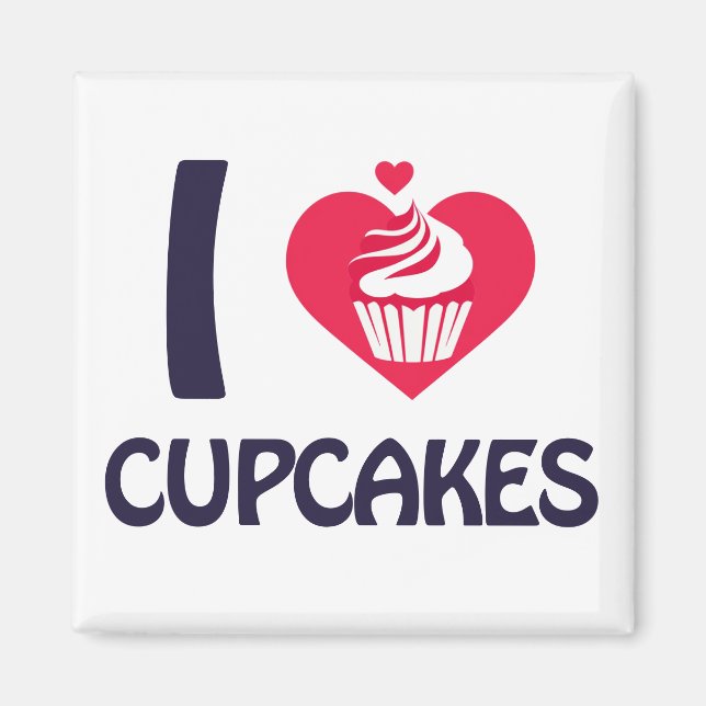 Íman Eu adoro T-Shirt de Cupcakes (Frente)