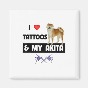 Íman Eu Adoro Tatuagens E Meu Cachorro Akita Tatuado Mã