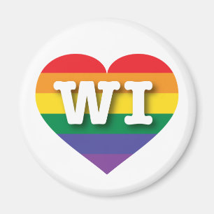 Íman Eu adoro Wisconsin Orgulho gay Rainbow Heart