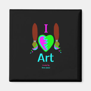 Íman Eu amo a arte ímã do quadrado de 2 polegadas