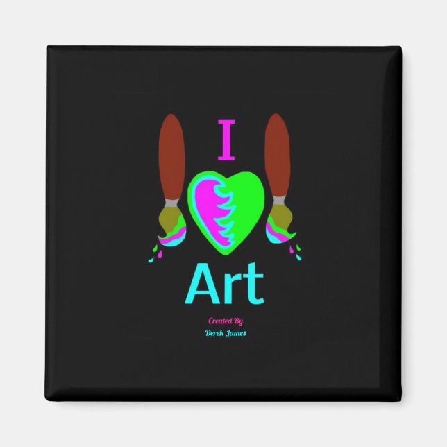 Íman Eu amo a arte ímã do quadrado de 2 polegadas (Frente)