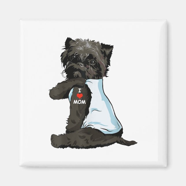 Íman Eu Amo A Mãe Tattoo Affenpinscher Mãe Cachorro Sob (Frente)