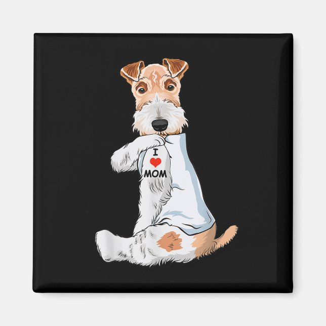 Íman Eu Amo A Mãe Tattoo Wire Fox Terrier Mãe Cachorro  (Frente)