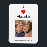 Íman Eu Amo Abuelo Fotografia Magnet Keepsasasasakossek<br><div class="desc">Tornar qualquer ocasião especial com este ímã de fotos personalizável! Você pode usar o link 'Personalizar este modelo' para alterar as fotos e editar o texto. A opção de foto está definida nas mesmas dimensões da foto carregada. Compartilhe suas memórias e crie algo único por muitos anos.</div>