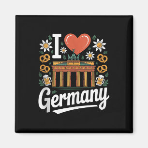 Íman Eu Amo Alemanha Bratwurst Pretzel Beer Tank Top