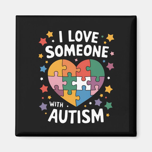 Íman Eu Amo Alguém Com Autismo Conscientização Autista (Frente)