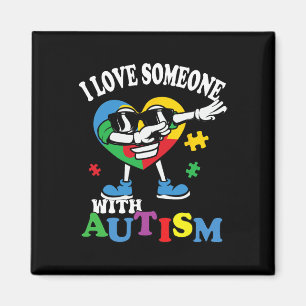 Íman Eu Amo Alguém com Autismo Coração Dançando Criança